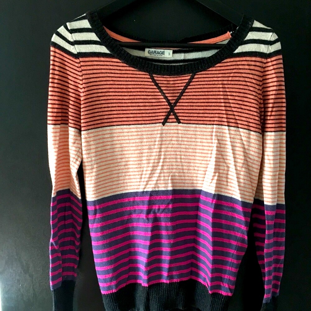 Vintage Garage Color Bock Stripe Sweater